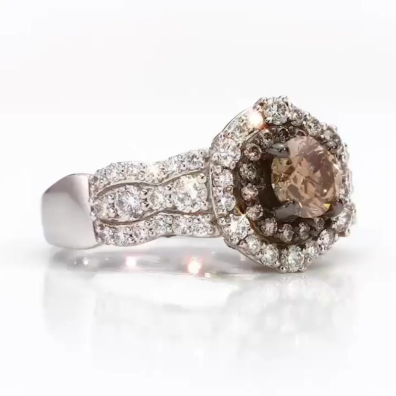 Sotiya Double Halo Round Cut Coffee Engagement Ring Sterling Silver