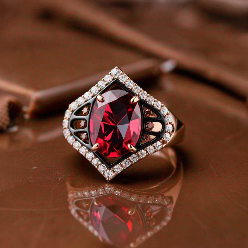 Sotiya Two Tone Unique Halo Oval Cut Coffee Engagement Ring Sterling Silver