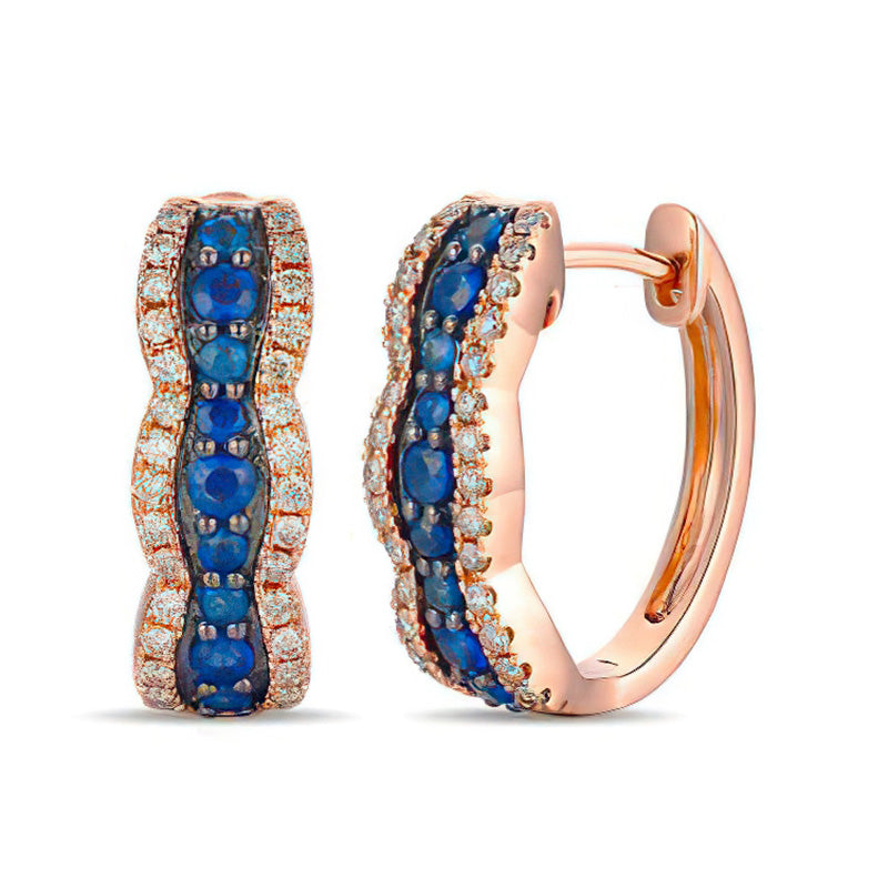 Sotiya Round Cut Sapphire Hoop Earrings Sterling Silver