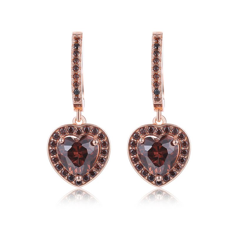 Sotiya Halo Heart Cut Coffee Drop Earrings Sterling Silver