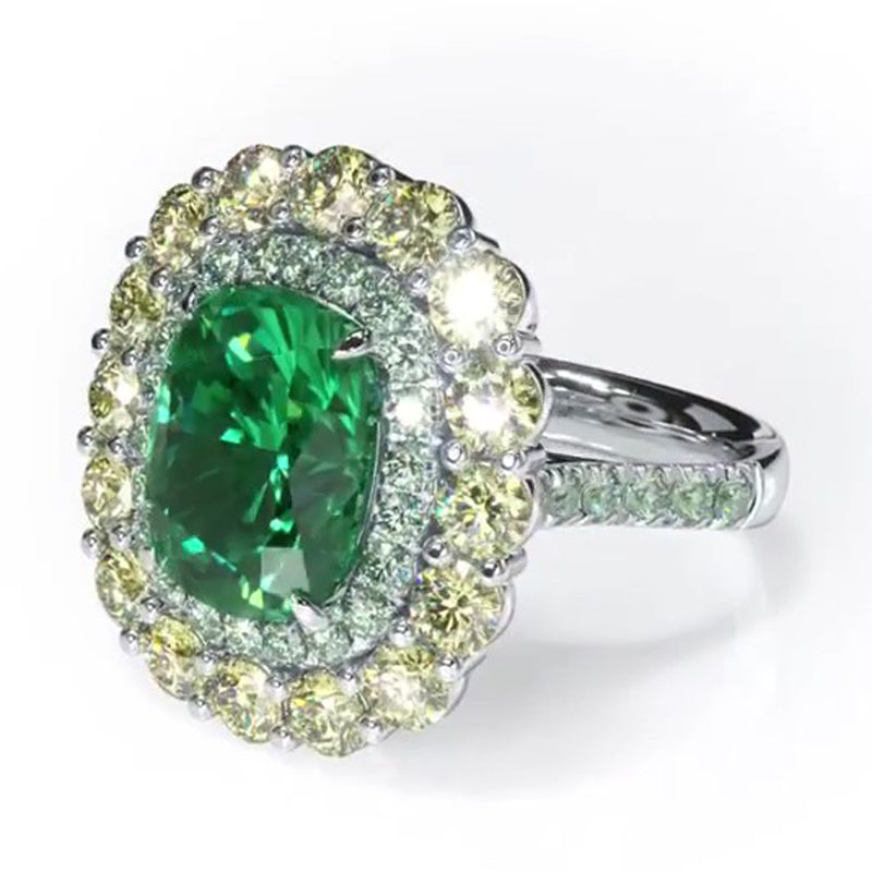 Sotiya Double Halo Cushion Cut Engagement Ring Sterling Silver