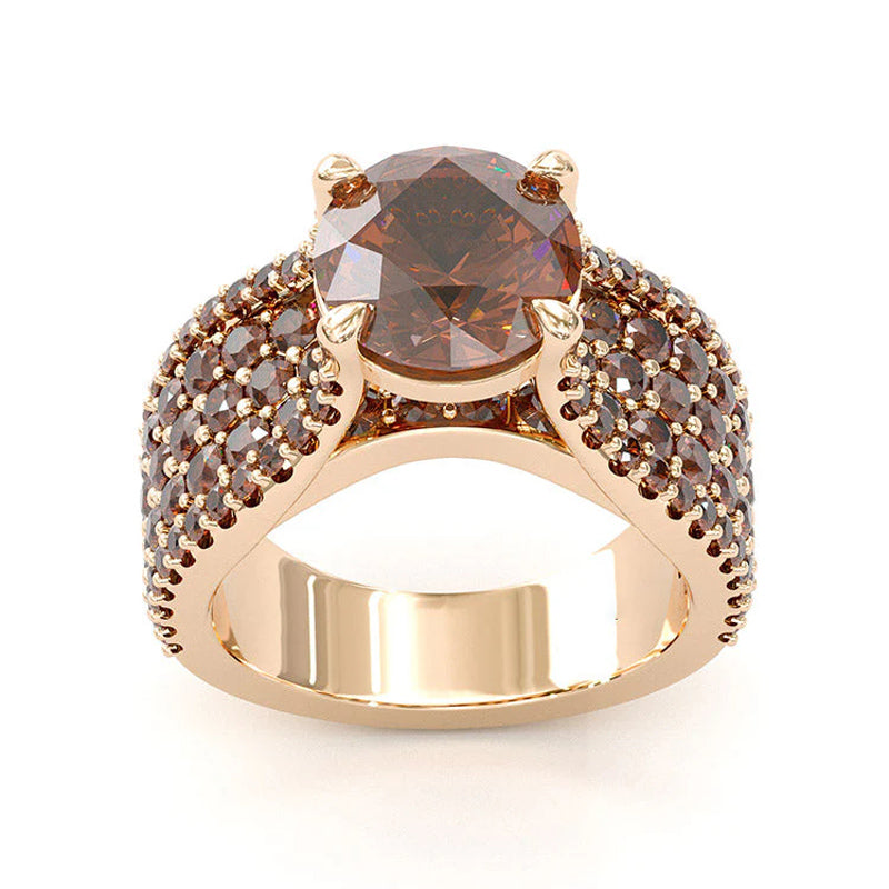Sotiya Sidestones Round Cut Coffee Engagement Ring Sterling Silver
