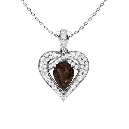 Sotiya Coffee Pear Cut Heart Necklace Sterling Silver