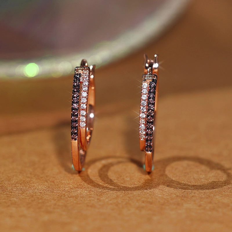Sotiya Coffee Studded Double Hoop Earrings Sterling Silver