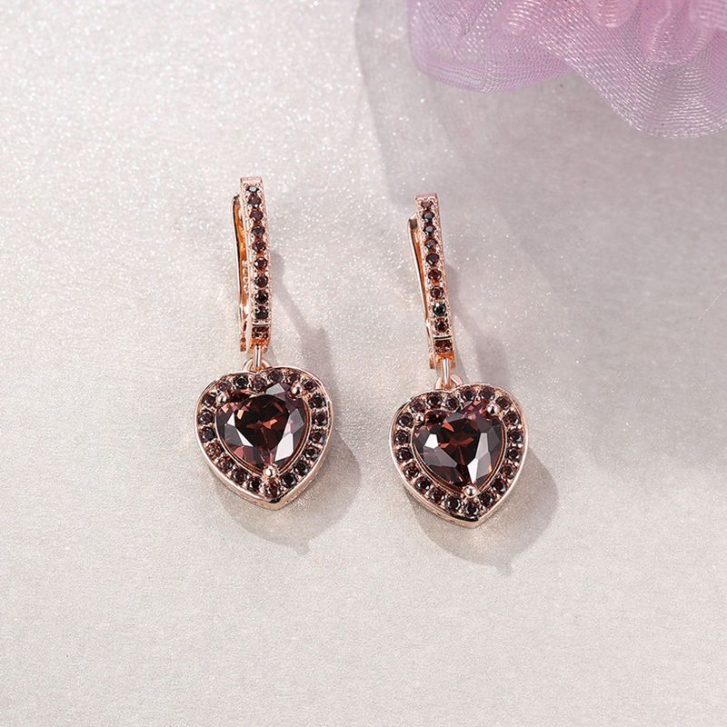 Sotiya Halo Heart Cut Coffee Drop Earrings Sterling Silver