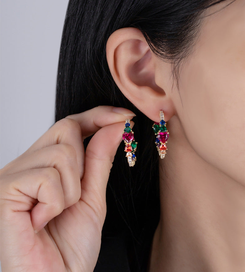 Sotiya Multi Colored Half Inside and Outside Heart-cut Hoop Earrings Sterling Silver