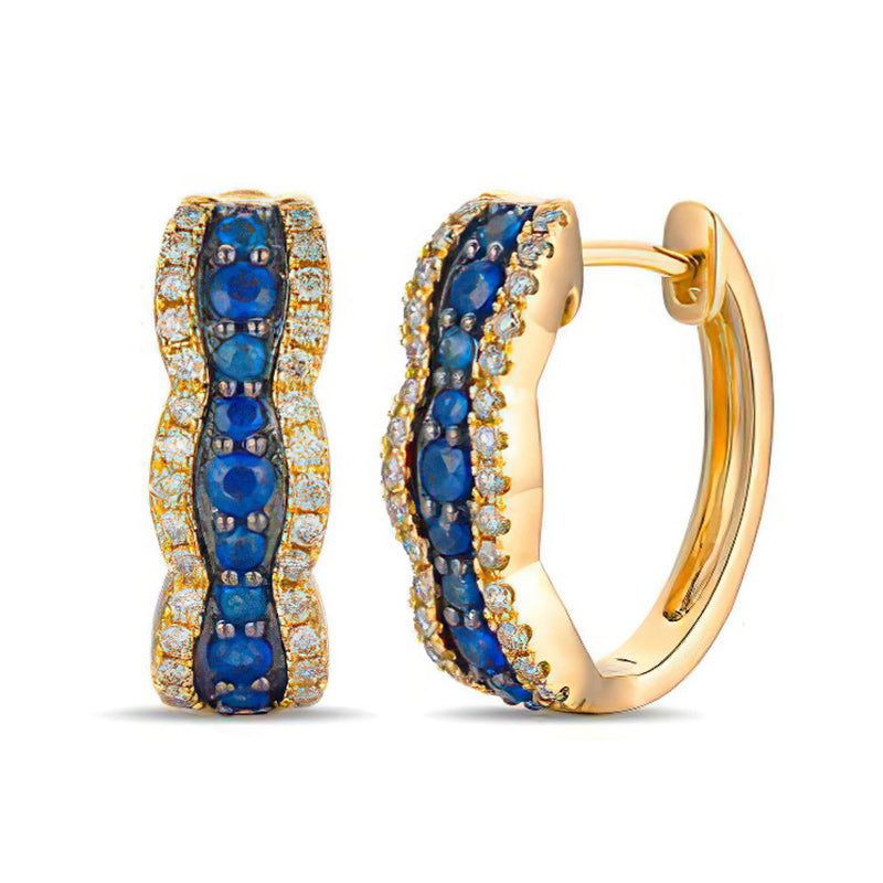 Sotiya Round Cut Sapphire Hoop Earrings Sterling Silver