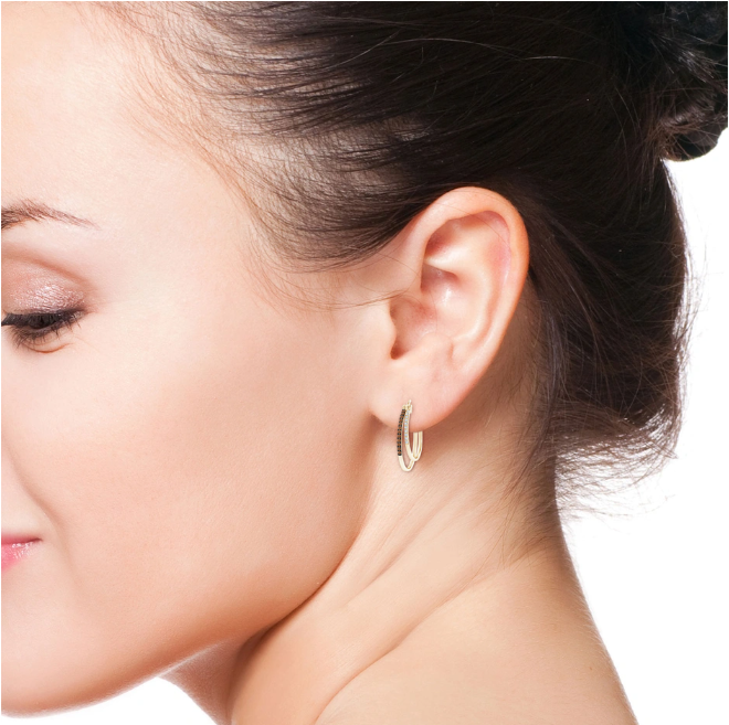 Sotiya Coffee Studded Double Hoop Earrings Sterling Silver