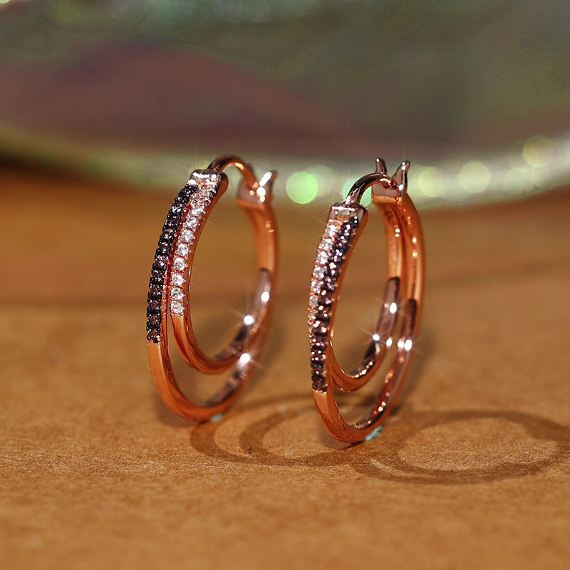 Sotiya Coffee Studded Double Hoop Earrings Sterling Silver