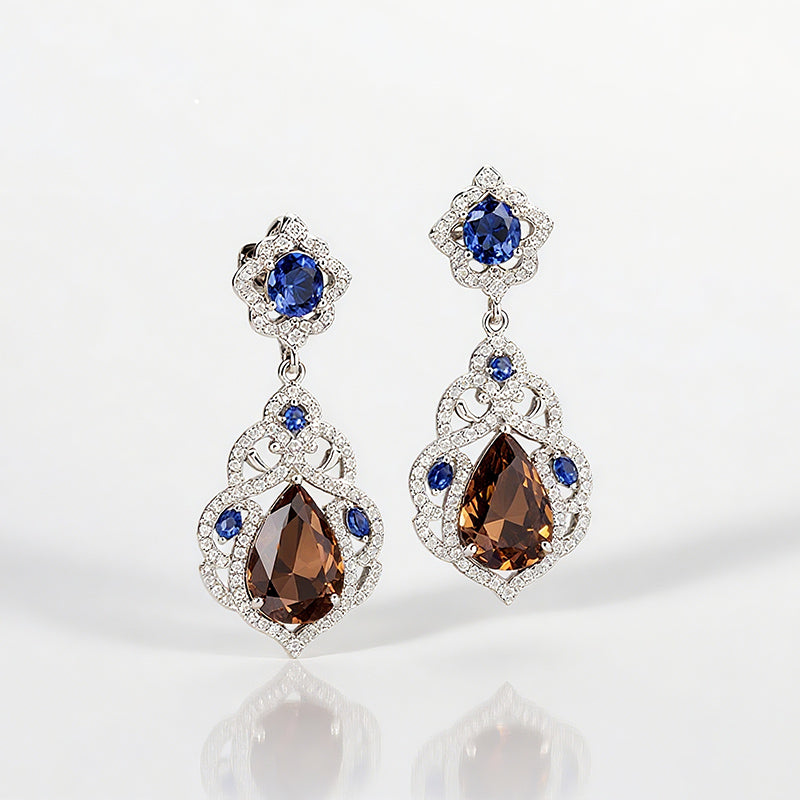 Sotiya Artist Collection Famous Painting Starry Night Vintage Pear Cut Chocolate Drop Earrings Sterling Silver