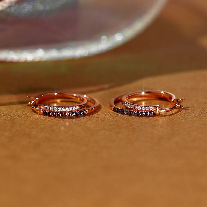 Sotiya Coffee Studded Double Hoop Earrings Sterling Silver