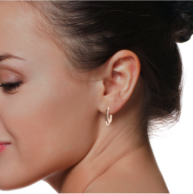 Sotiya Coffee Studded Double Hoop Earrings Sterling Silver