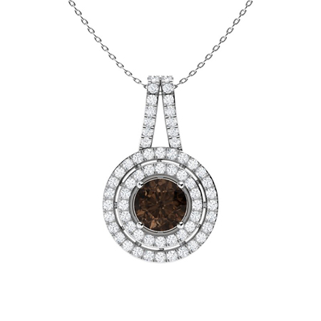 Sotiya Coffee Round Cut Dazzling Double Halo Necklace Sterling Silver