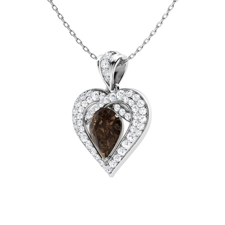 Sotiya Coffee Pear Cut Heart Necklace Sterling Silver