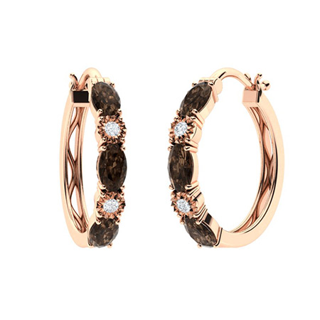 Sotiya Coffee Oval Cut Classic Hoop Earrings Sterling Silver