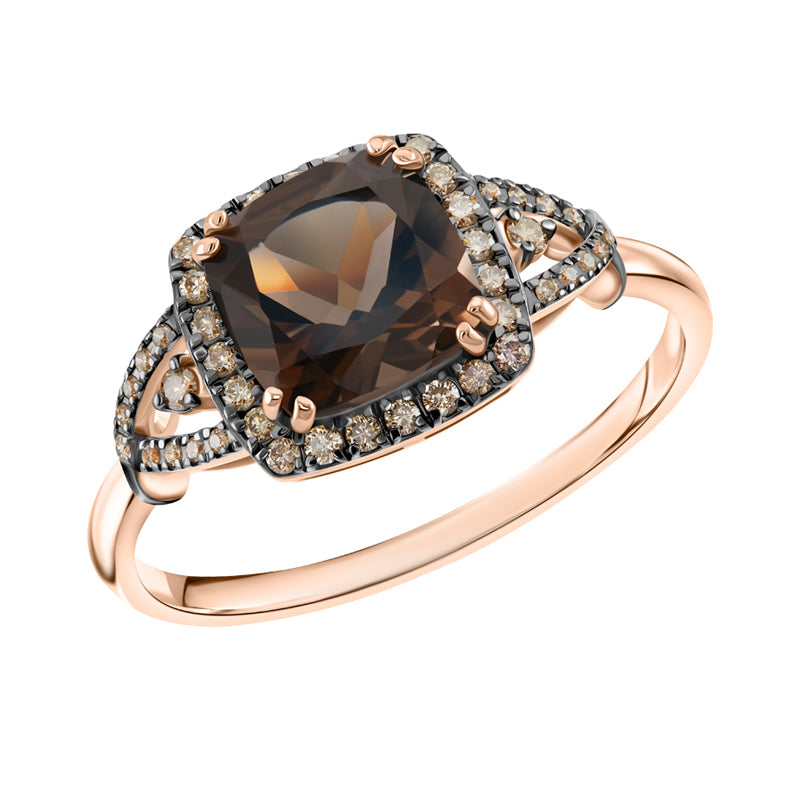 Sotiya Two Tone Halo Cushion Cut Coffee Engagement Ring Sterling Silver