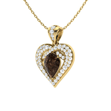 Sotiya Coffee Pear Cut Heart Necklace Sterling Silver