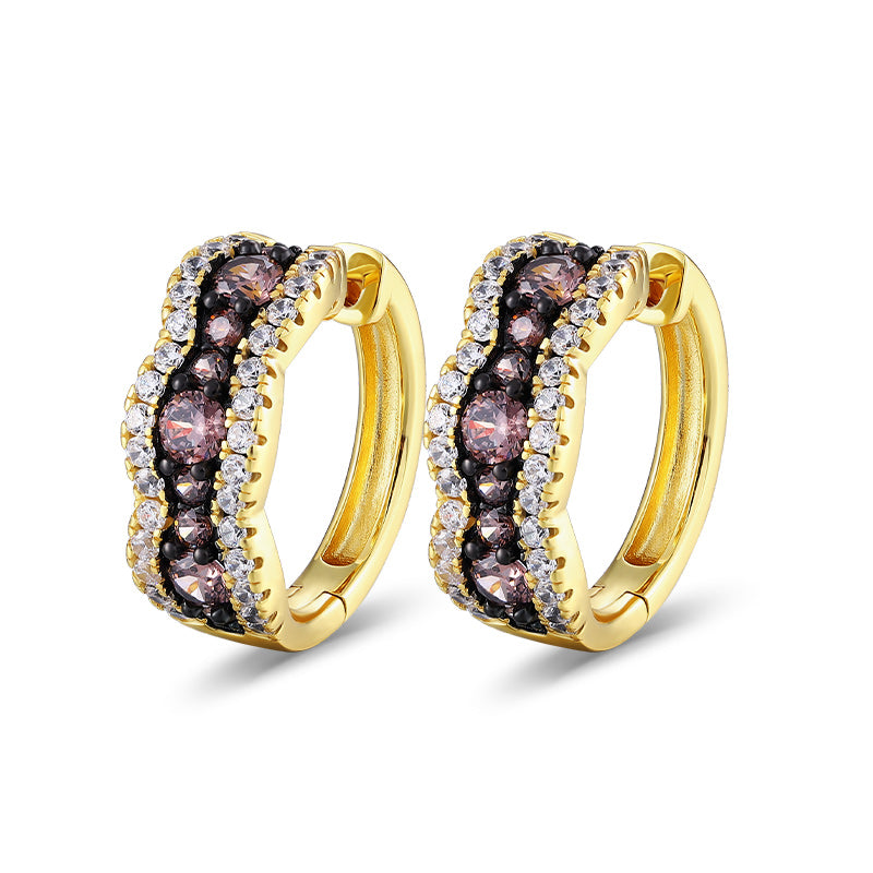 Sotiya Round Cut Coffee Hoop Earrings Sterling Silver