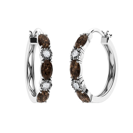 Sotiya Coffee Oval Cut Classic Hoop Earrings Sterling Silver