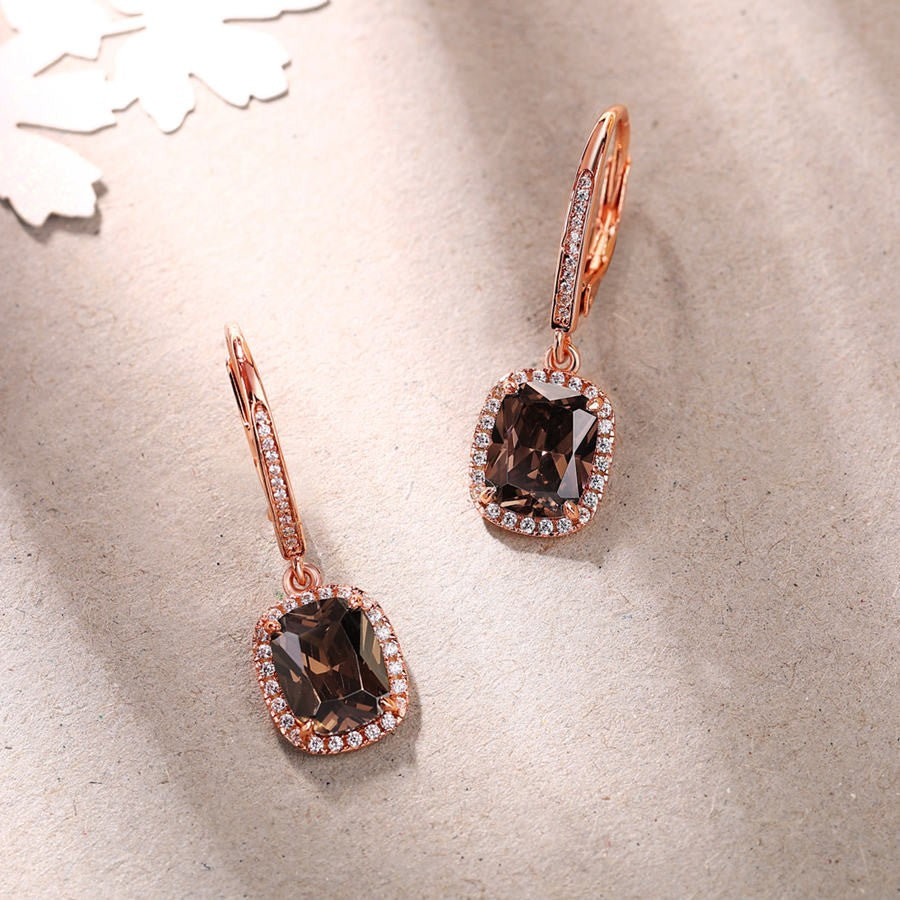 Sotiya Halo Cushion Cut Chocolate Drop Earrings Sterling Silver