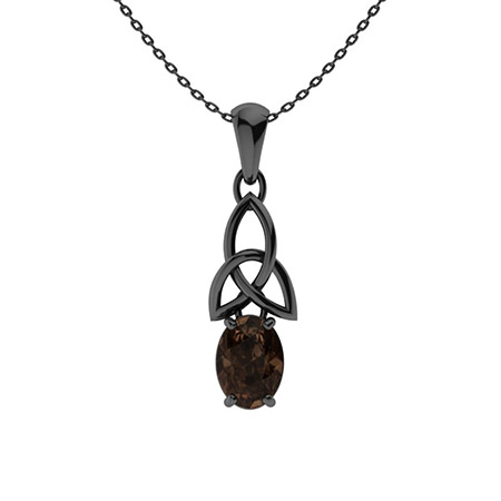 Sotiya Coffee Oval Cut Celtic Knot Necklace Sterling Silver