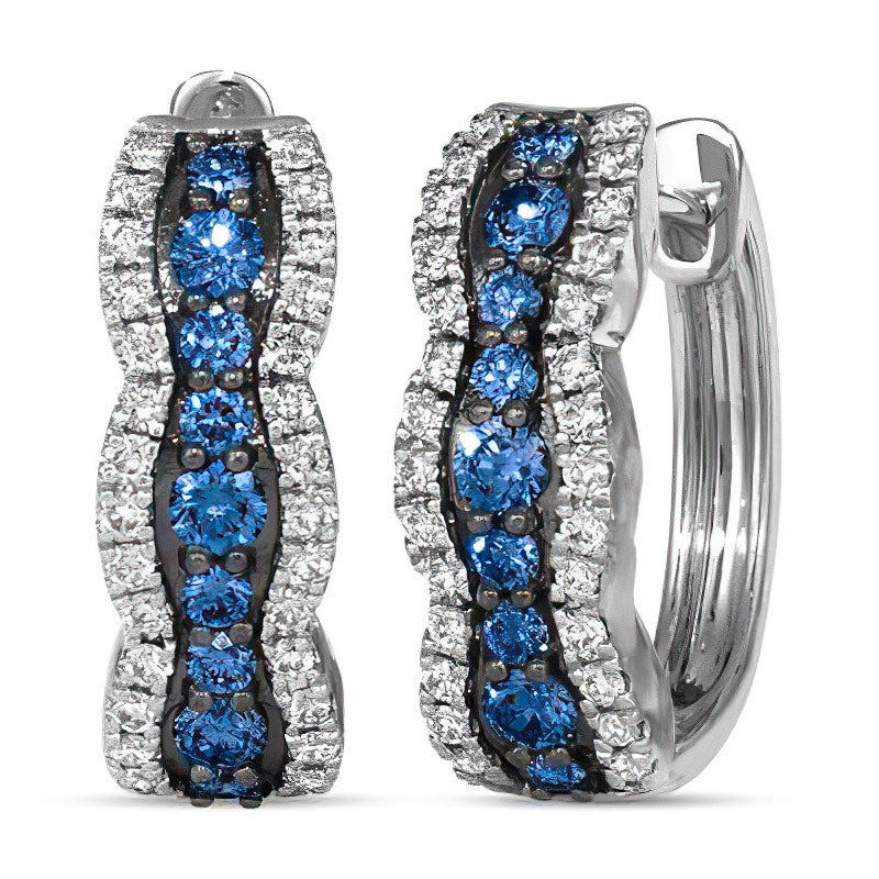 Sotiya Round Cut Sapphire Hoop Earrings Sterling Silver