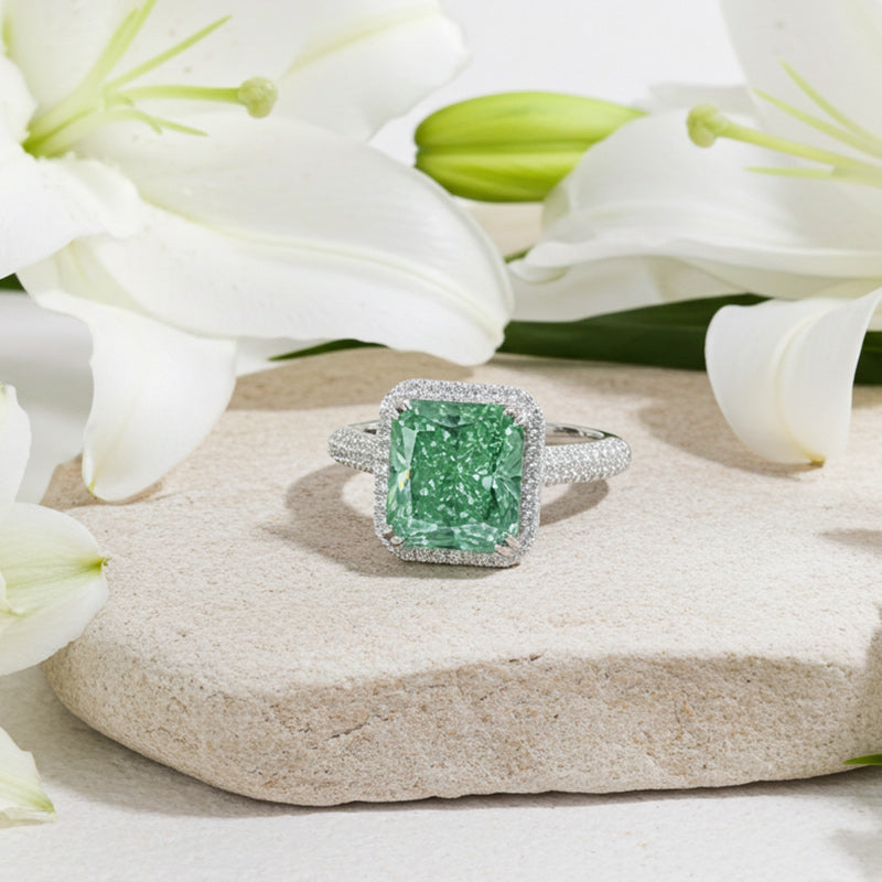 Sotiya Paraiba Halo Radiant Cut Engagement Ring Sterling Silver