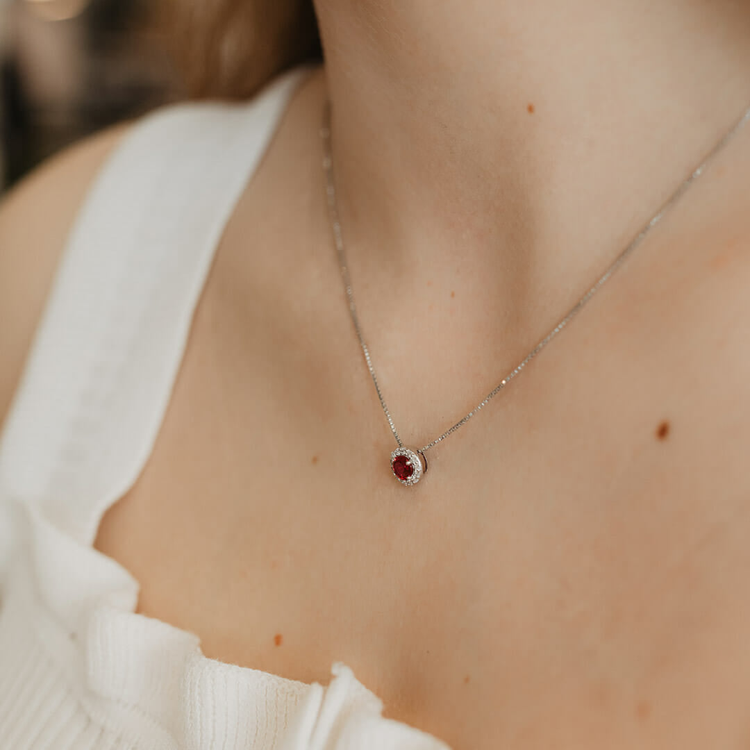 Sotiya Halo Coffee Round Cut Necklace Sterling Silver