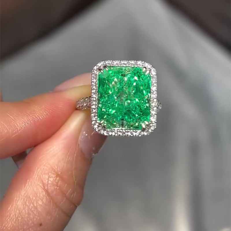 Sotiya Paraiba Halo Radiant Cut Engagement Ring Sterling Silver