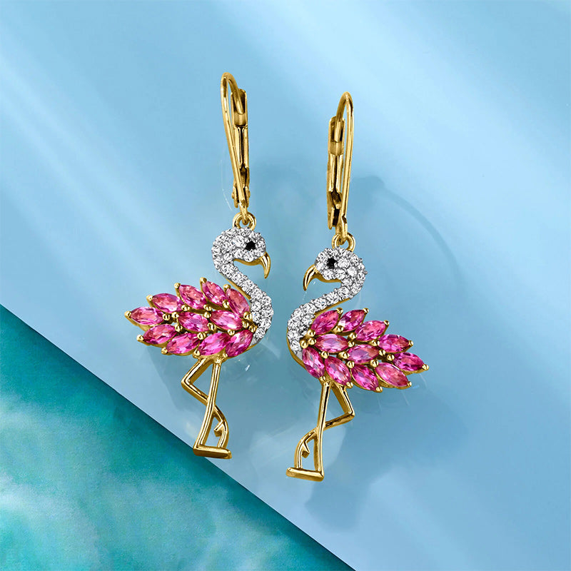 Sotiya Flamingo Hot Pink Drop Earrings Sterling Silver