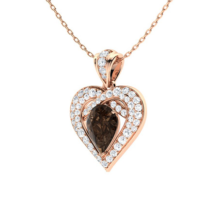 Sotiya Coffee Pear Cut Heart Necklace Sterling Silver