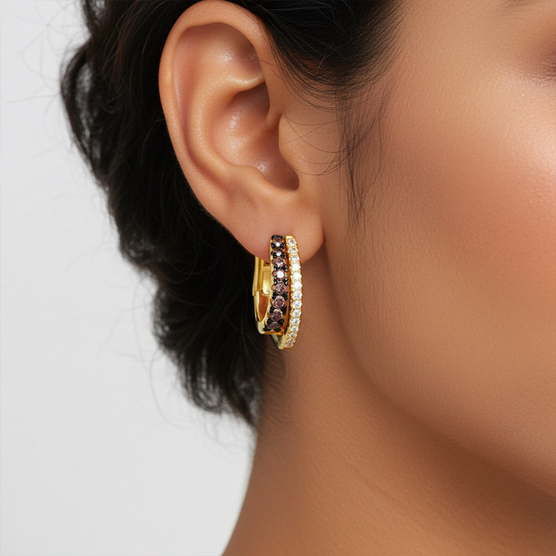 Sotiya Round Cut Coffee Hoop Earrings Sterling Silver