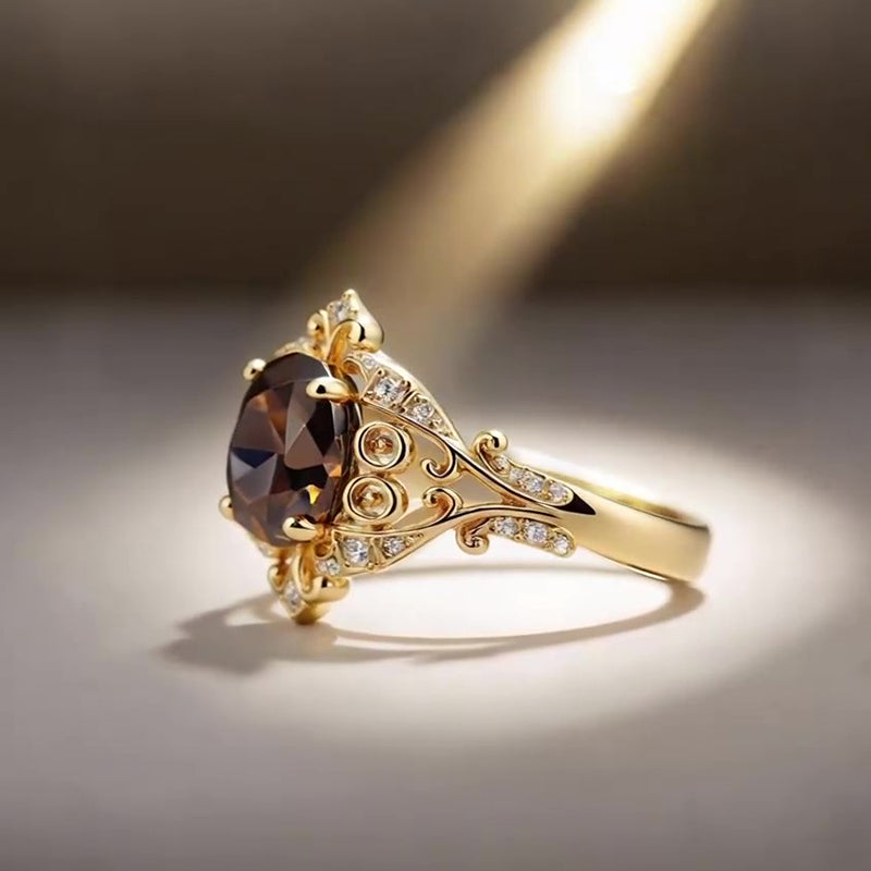 Sotiya Rococo Oval Cut Coffee Engagement Ring Sterling Silver