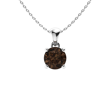 Sotiya Coffee Four Prong Round Cut Solitaire Necklace Sterling Silver
