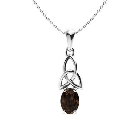Sotiya Coffee Oval Cut Celtic Knot Necklace Sterling Silver