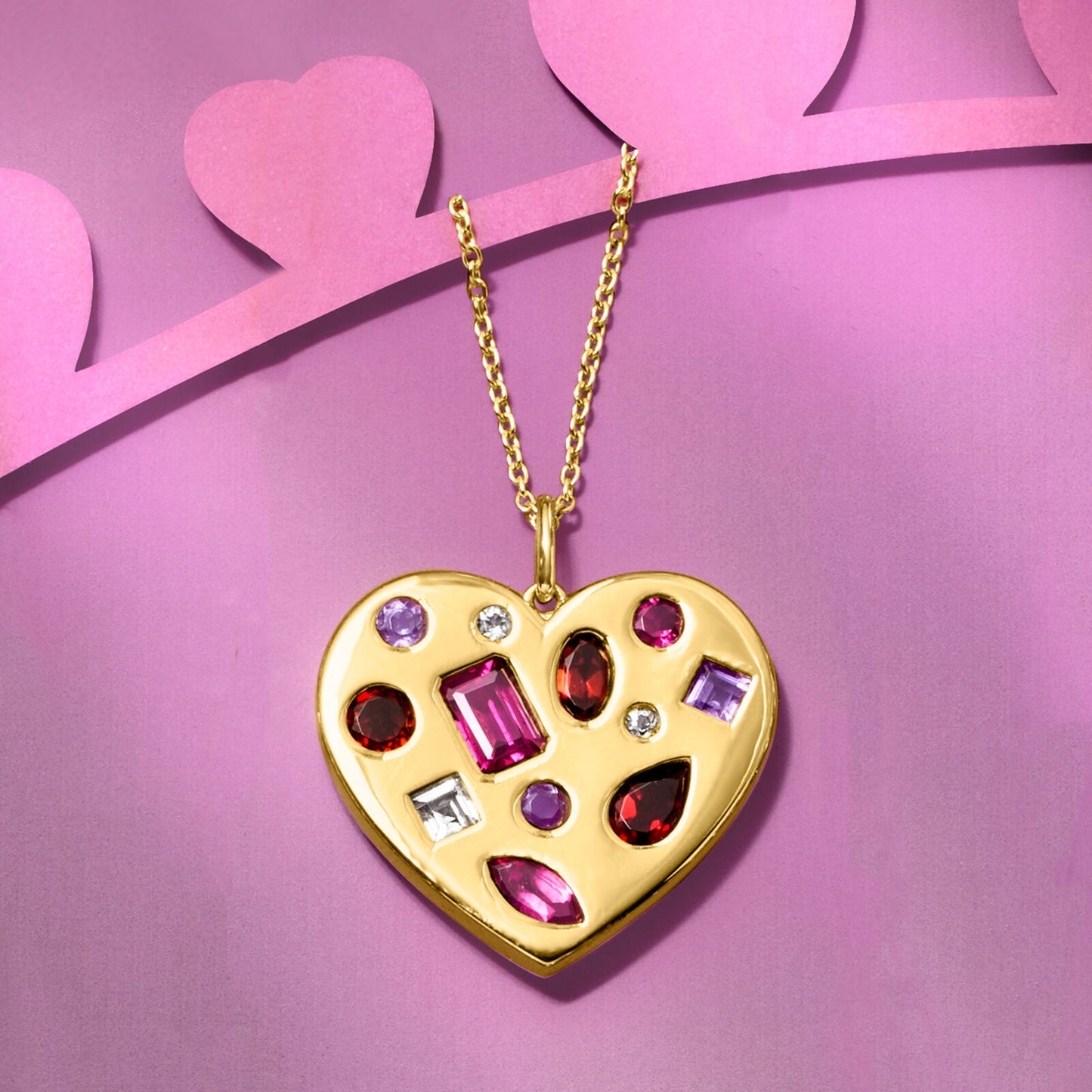 Sotiya Multi-Gemstone Heart Pendant Necklace Sterling Silver