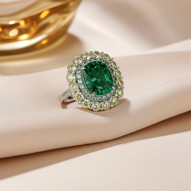 Sotiya Double Halo Cushion Cut Engagement Ring Sterling Silver