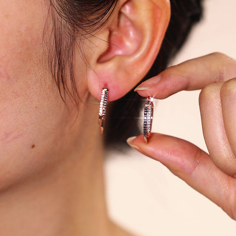 Sotiya Coffee Studded Double Hoop Earrings Sterling Silver