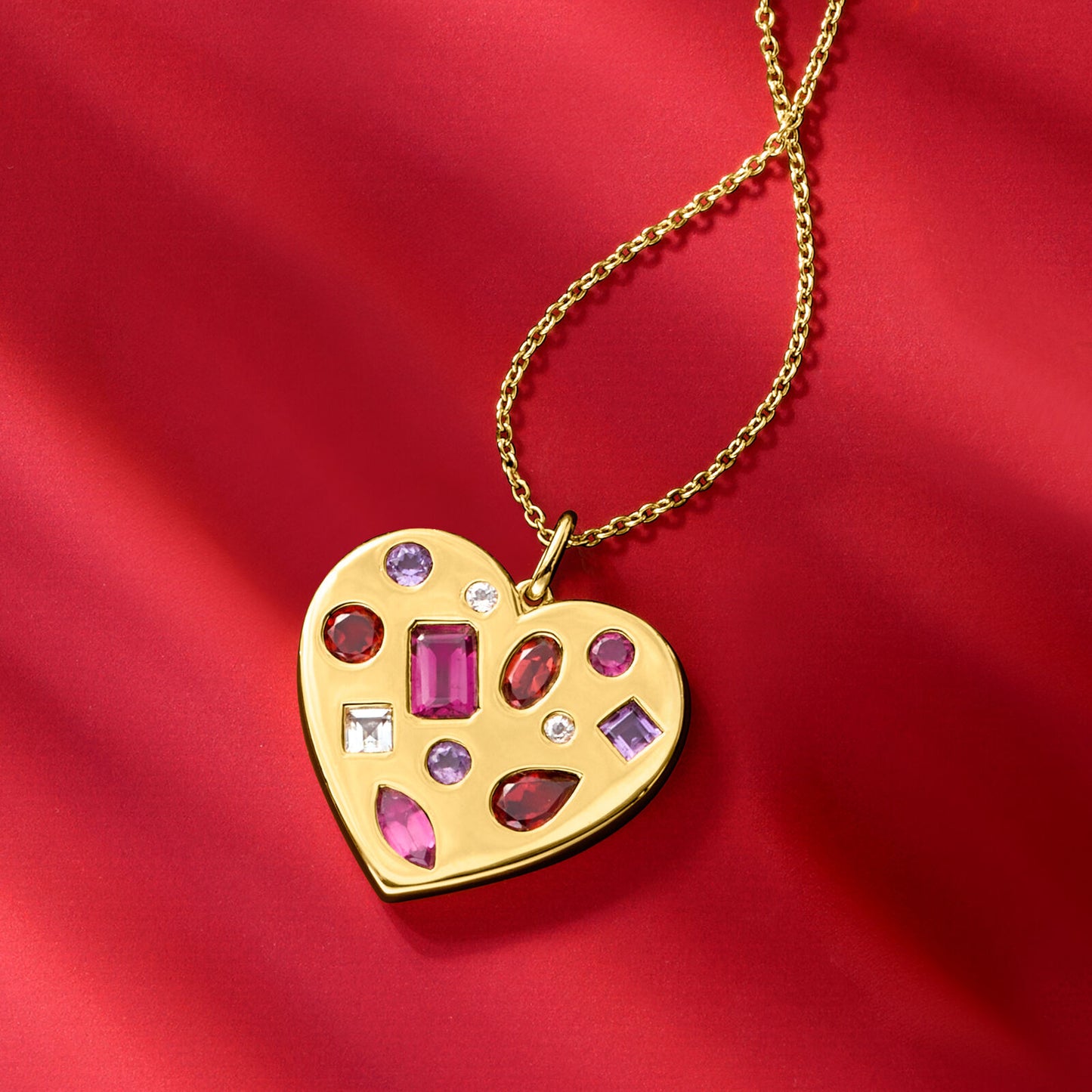 Sotiya Multi-Gemstone Heart Pendant Necklace Sterling Silver