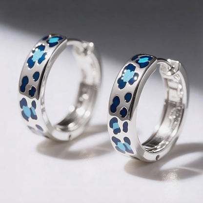 Sotiya Leopard Print Coffee Enamel Hoop Earrings Sterling Silver