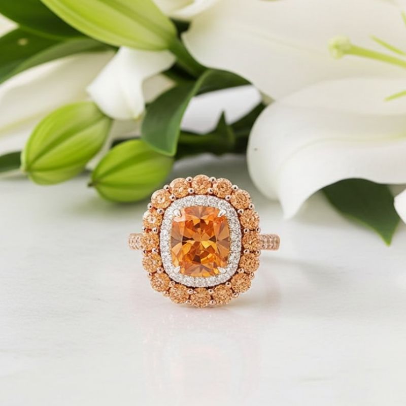 Sotiya Double Halo Cushion Cut Engagement Ring Sterling Silver