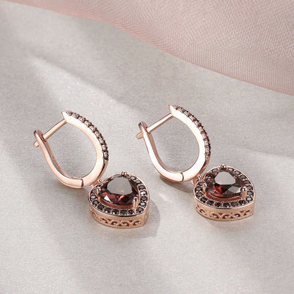Sotiya Halo Heart Cut Coffee Drop Earrings Sterling Silver