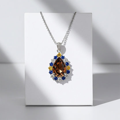 Sotiya Artist Collection Famous Painting Starry Night Halo Pear Cut Chocolate Necklace Sterling Silver