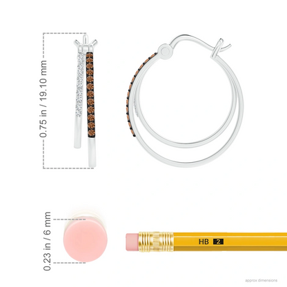 Sotiya Coffee Studded Double Hoop Earrings Sterling Silver