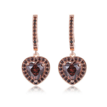 Sotiya Halo Heart Cut Coffee Drop Earrings Sterling Silver