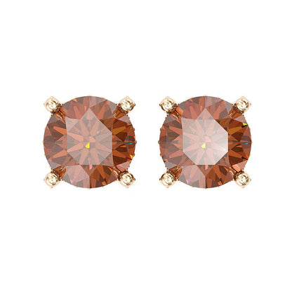 Sotiya Hidden Halo Round Cut Coffee Stud Earrings Sterling Silver