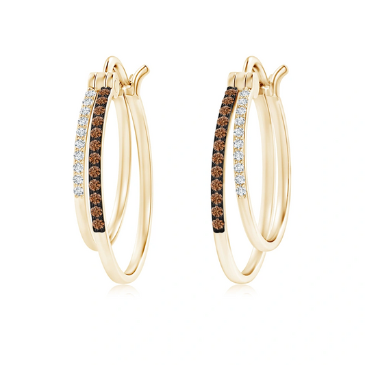 Sotiya Coffee Studded Double Hoop Earrings Sterling Silver