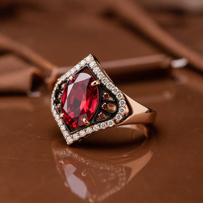 Sotiya Two Tone Unique Halo Oval Cut Coffee Engagement Ring Sterling Silver