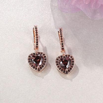 Sotiya Halo Heart Cut Coffee Drop Earrings Sterling Silver