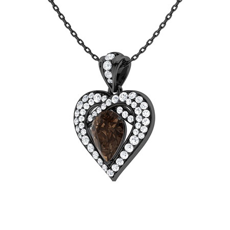 Sotiya Coffee Pear Cut Heart Necklace Sterling Silver